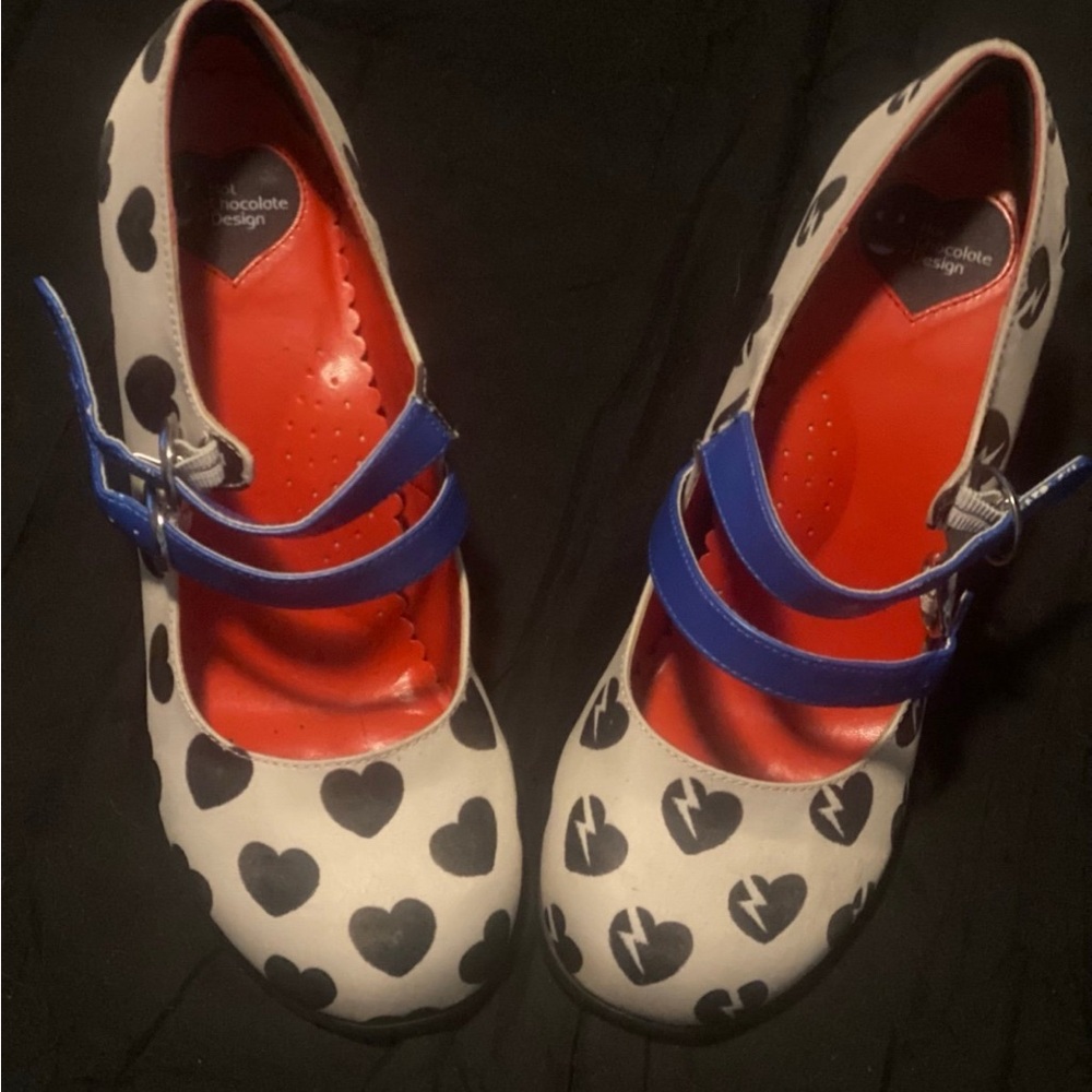 Blue and Black Heart Kids Shoes